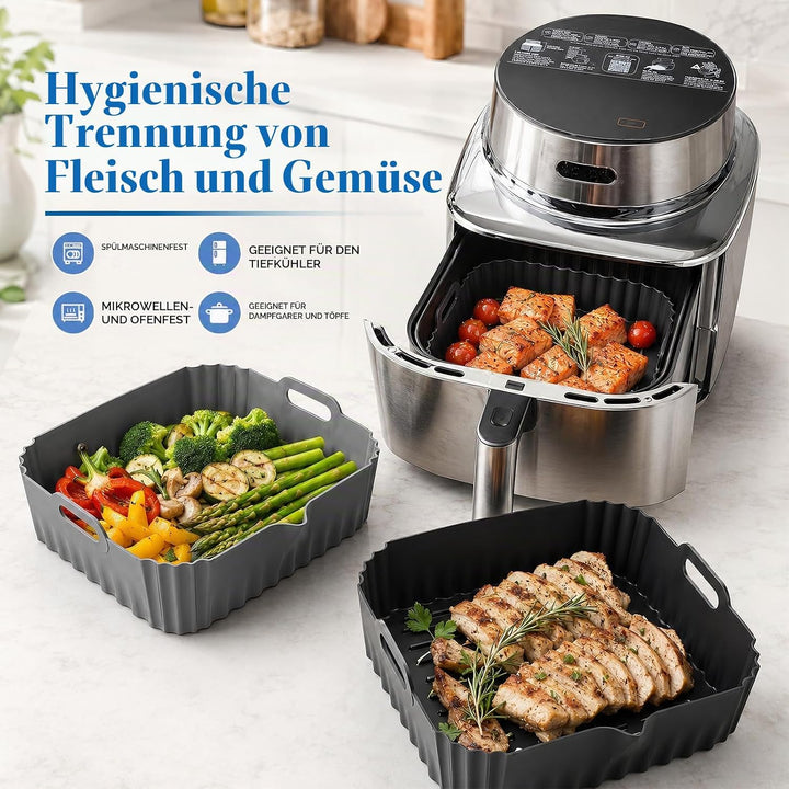 2 Stück Silikonform Heissluftfritteuse für COSORI Airfryer Iconic Single 6,2L | SE601S, Airfryer Sil