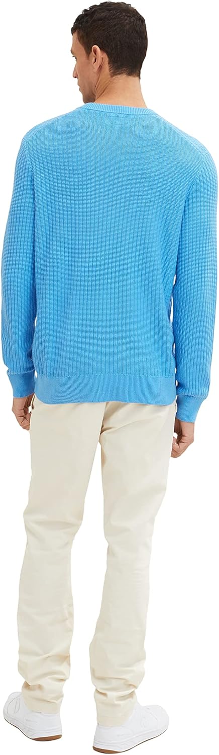 TOM TAILOR Herren Strickpullover S 18395 - Rainy Sky Blue, S 18395 - Rainy Sky Blue