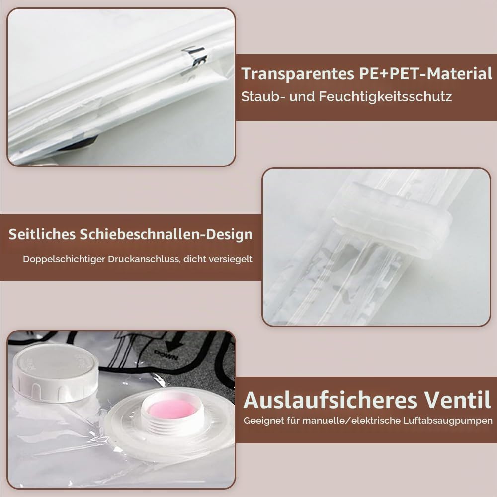 Vakuumbeutel zum Aufhängen, 5 Stück Hängend Vakuumbeutel mit Staubsauger Handpumpe Platzsparende Vak