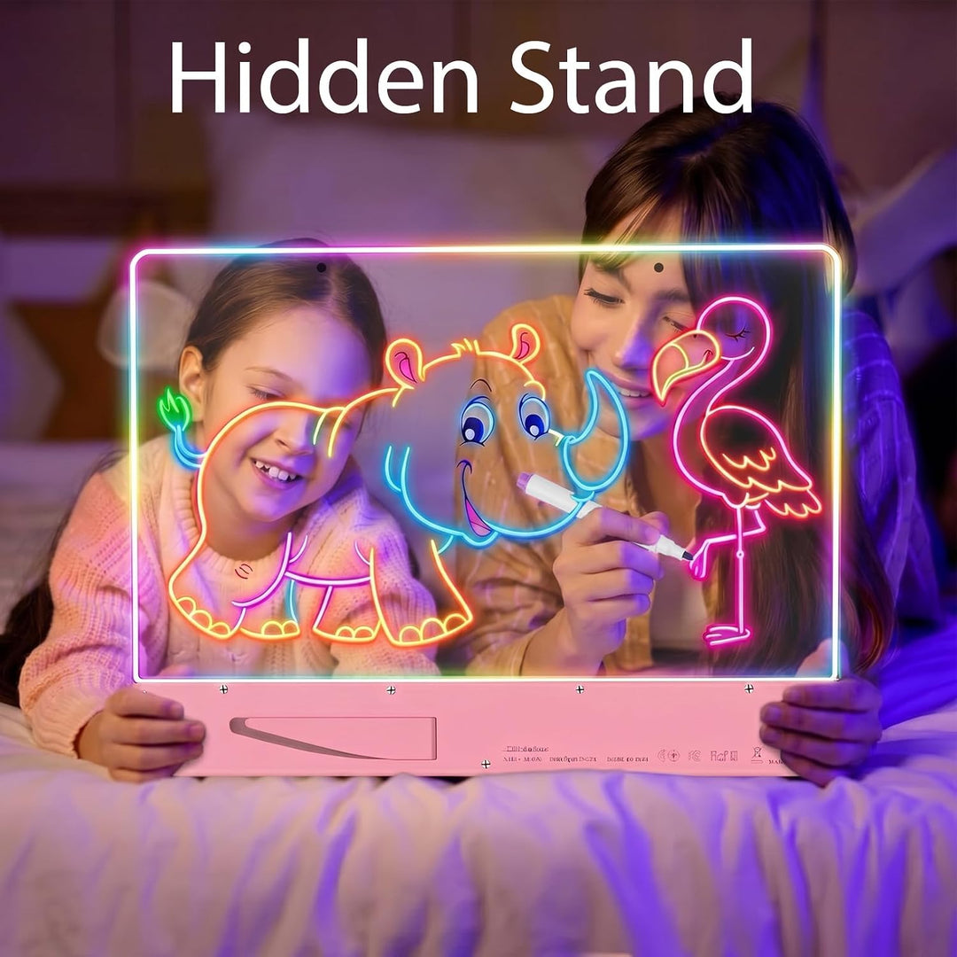 LED Zeichenbrett Wiederaufladbar mit RGB-Lichtern - 35cmx26cm Notiztafel aus kratzfestem Acryl,Led M