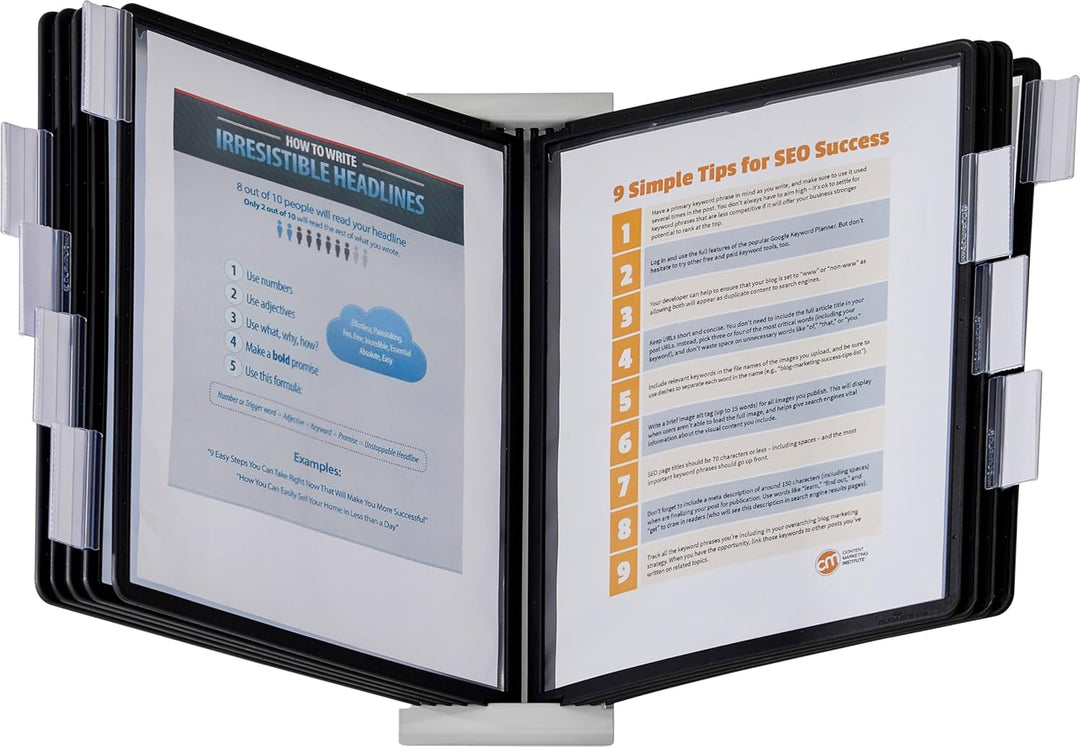 DURABLE Desktop-Referenzsystem, 10 doppelseitige Paneele, Briefgrösse, schwarz, INSTAVIEW Design (56