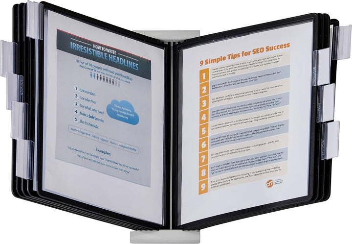 DURABLE Desktop-Referenzsystem, 10 doppelseitige Paneele, Briefgrösse, schwarz, INSTAVIEW Design (56
