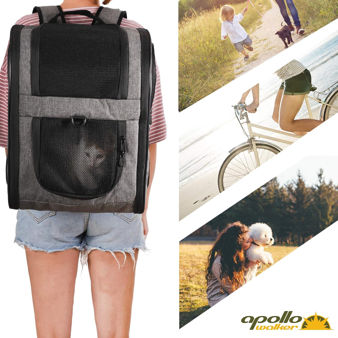 Apollo Walker Pet Carrier Backpack for Large/Small Cats and Dogs, Puppies, Safety Features and Cushi