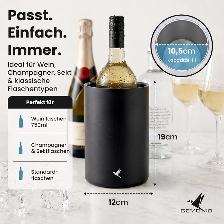 beyond Flaschenkühler für Wein, Champagner und Sekt Flaschen I Doppelwandiger Edelstahl Sektkühler -