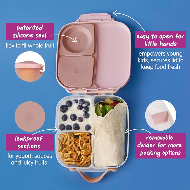 b.box Mini Lunchbox | Bento Box with 3 Compartments (2 Leakproof) | Ideal for Toddlers, Kids Lunch &