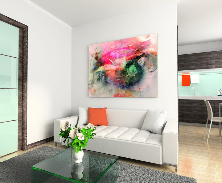 Summerfeeling Kunstdruck Abstrakt419_100x70cm LeinLeinwandbild XXL bunt fertig auf Keilrahmen grosse