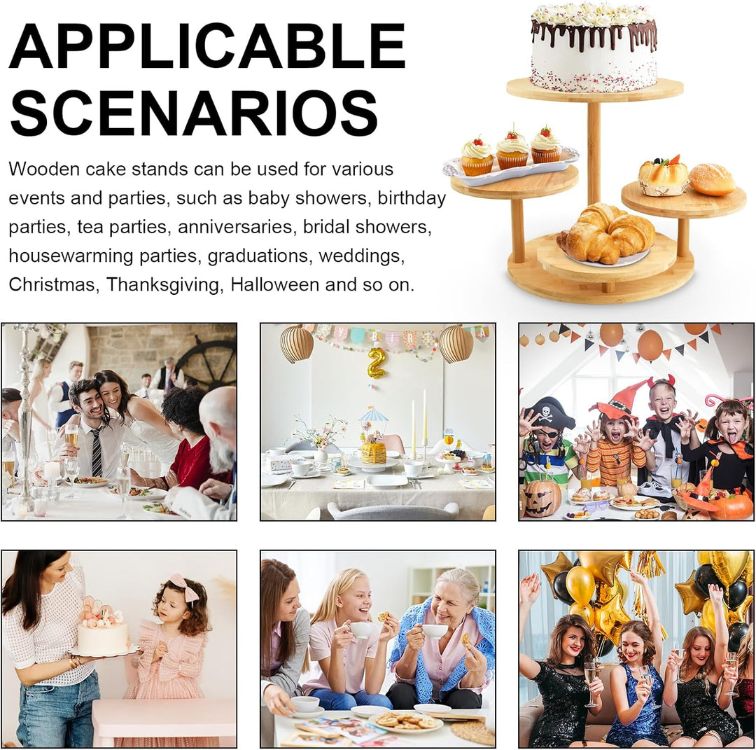 4 Etagen Kuchen und Cupcake Ständer aus Holz, Tortenständer Holz, Desserts Gebäck Display, für Desse