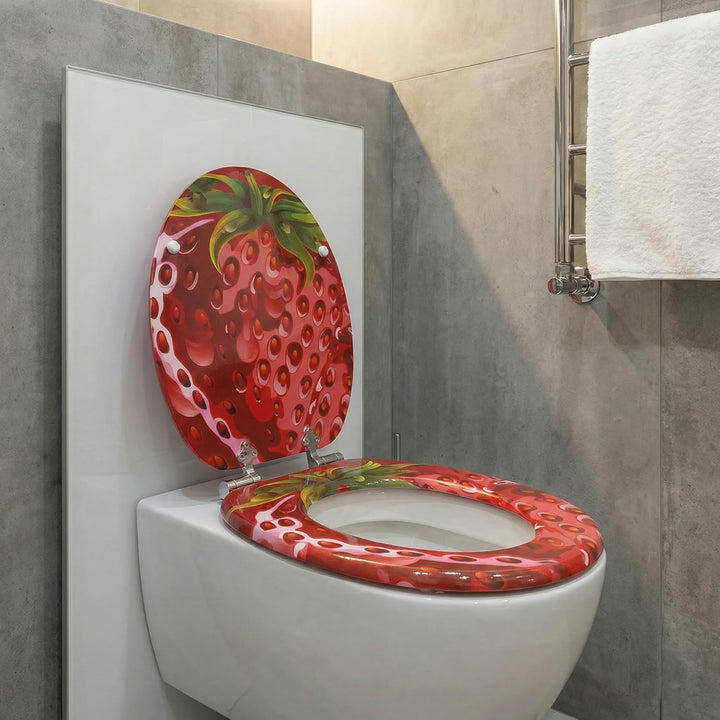 SINOBATH WC-Sitz Eckig mit Absenkautomatik – Premium MDF Holzkern Toilettendeckel in Eiche-Optik – Z