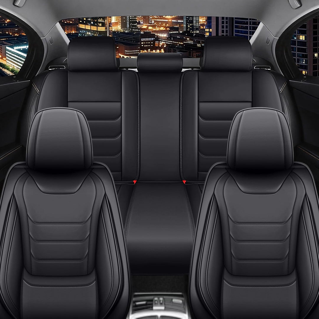 AutoSitzbezüge Leder für Volkswagen VW Passat 2005-2023, Schwarz | Nappa Leder Auto Sitzbezug 5 Stüc