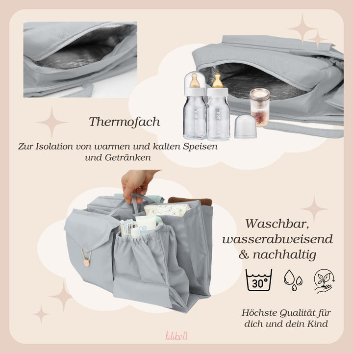 lilibell Wickeltasche Granda - Grosse Babytasche Taschenorganizer Innentasche Baginbag Inlett für di