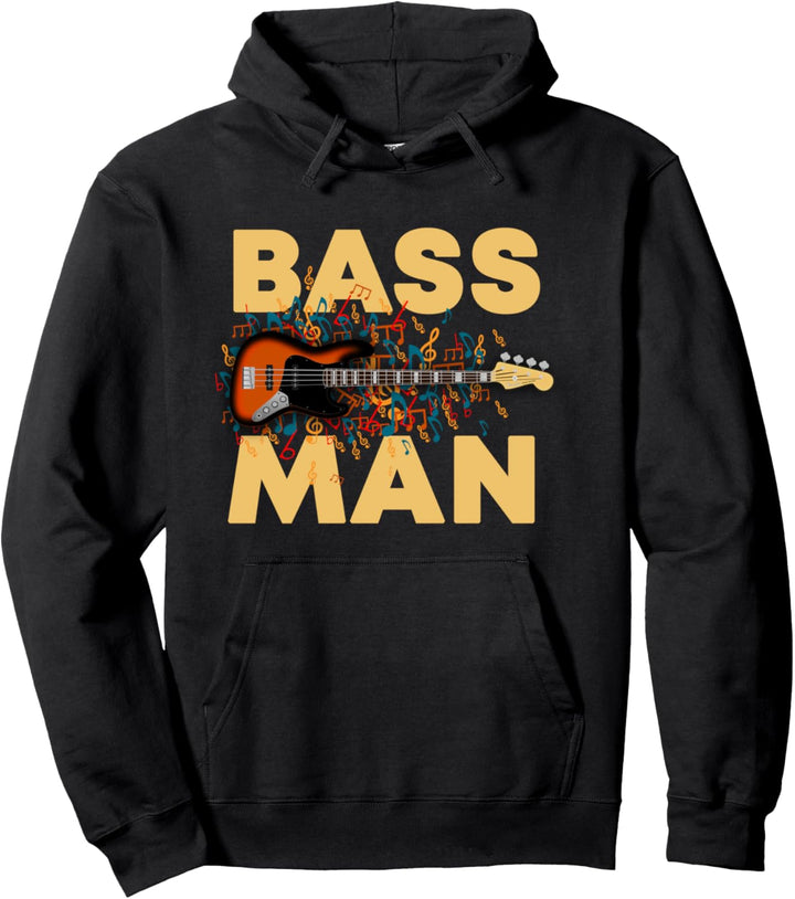 Lustiges Bass Man Design, Bassist, Gitarre Spielen Motiv Pullover Hoodie