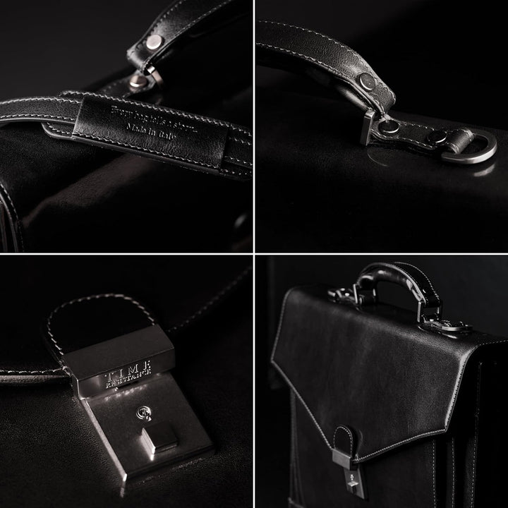 Time Resistance Aktentasche für Herren 100% Leder - Handgefertigt in Italien - Arbeitstasche - Lapto