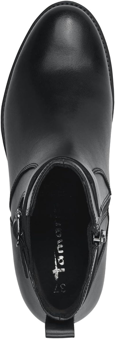 Tamaris Damen Chelsea Boots Leder Blockabsatz 37 EU Schwarz, 37 EU Schwarz