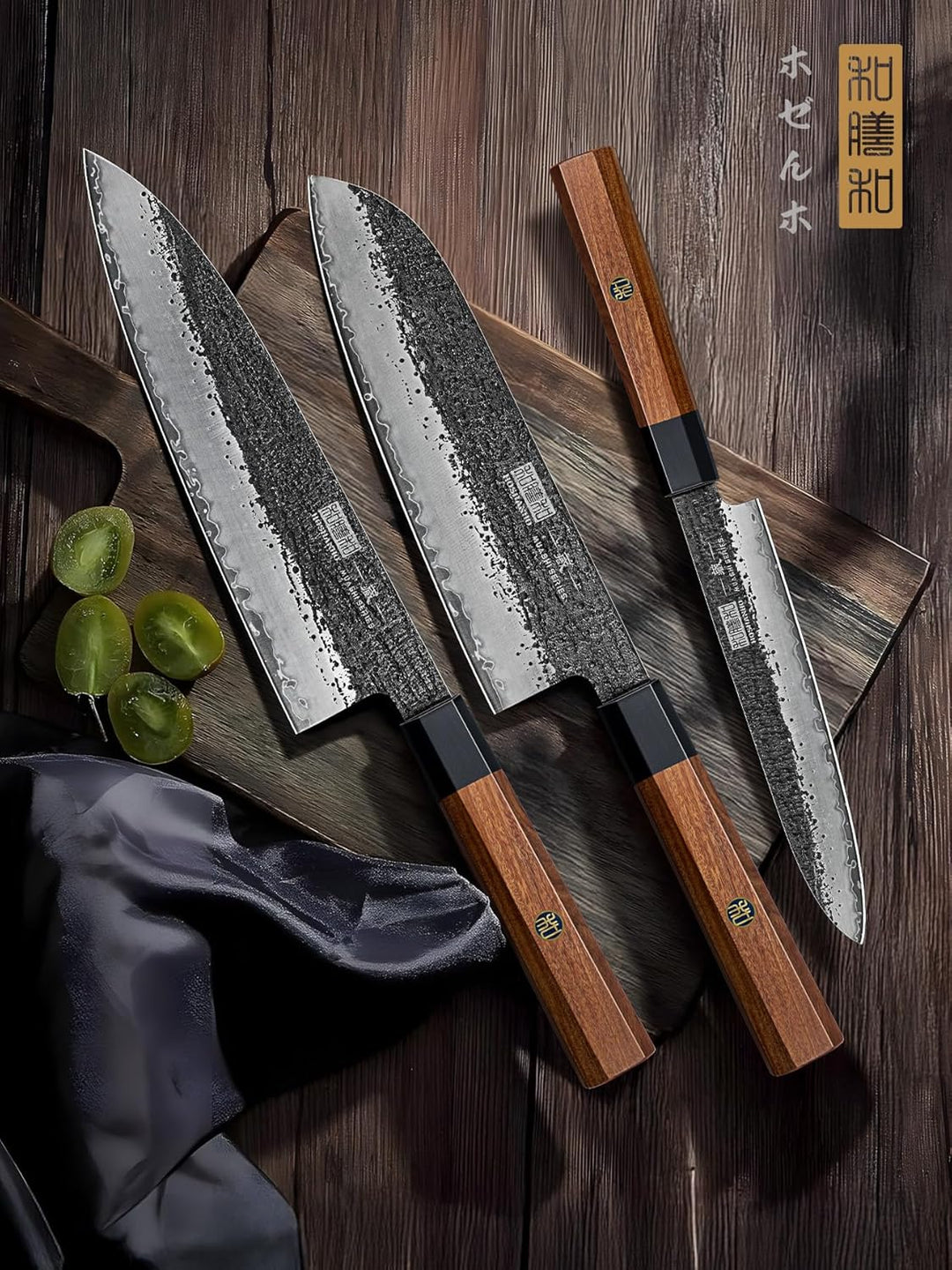 HOSHANHO 3-teilig Messerset, Professionelles Japanisches Küchenmesser Set Aus Kohlenstoffstahl, Ultr