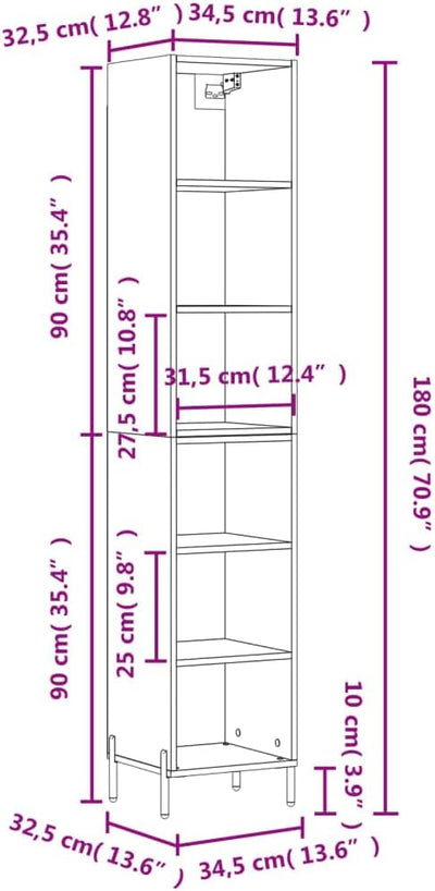 Tidyard Highboard Sideboard Schrank Aufbewahrungsschrank Bücherschrank Standregal Bücherregal Küchen