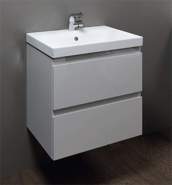 VBChome Badmöbel 80 cm Slim Weiss mit Armatur und Pop-up ventil Waschbecken mit Unterschrank Waschti