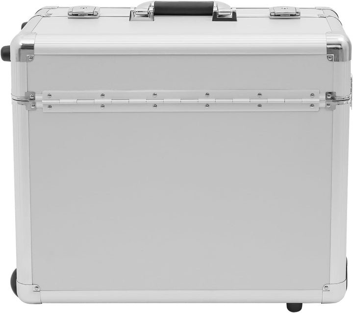 Aktenkoffer mit Rollen,Trolley aus Aluminium mit Teleskopstange und Schloss, Pilotenkoffer Businessk
