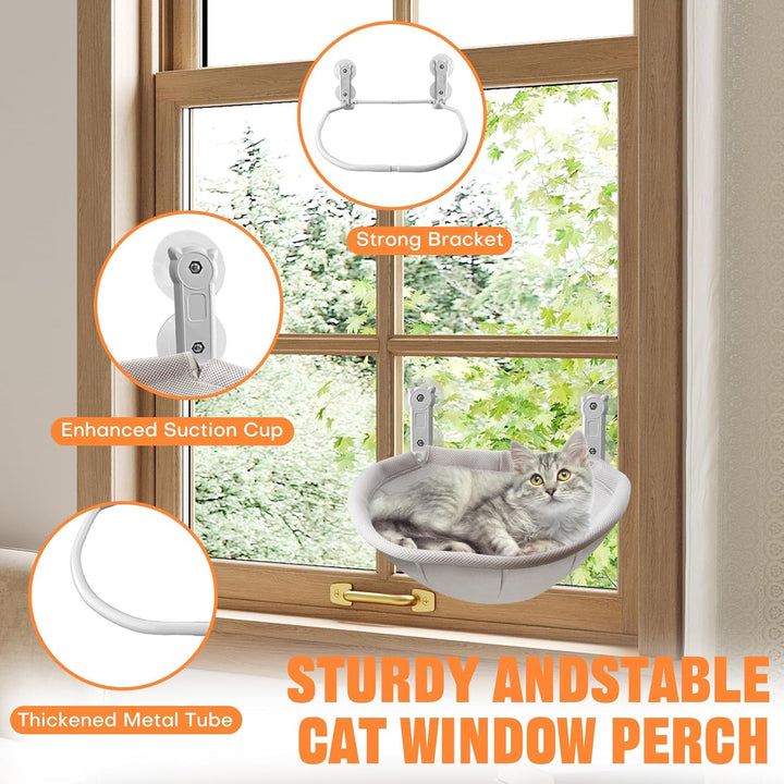 Homegroove Katzenfenster-Sitzplatz, 45 x 30 Zentimeter Faltbare Katzenhängematte für Fenster mit sta