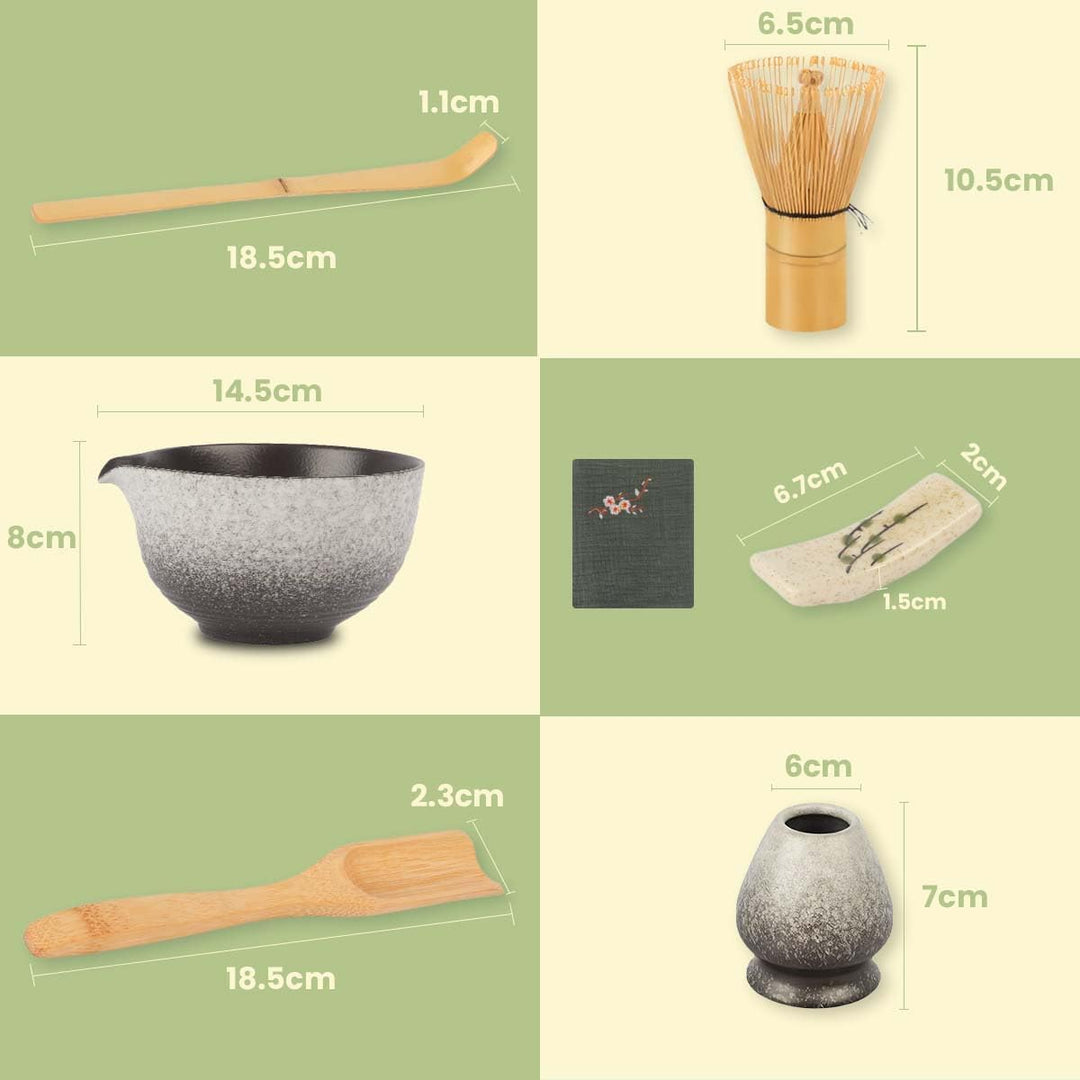 7PCS Matcha Set, matcha bowl,matcha besen halter,bambusbesen,löffel,Bambusschaufel,Peitschenhalter,B