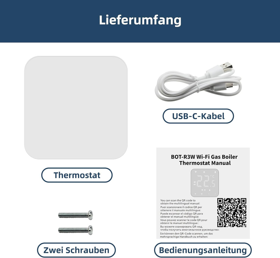 Beok WiFi Thermostat Für Gaskessel, Tuya Smart Raumthermostat Thermostate Heizung Digital LCD-Anzeig