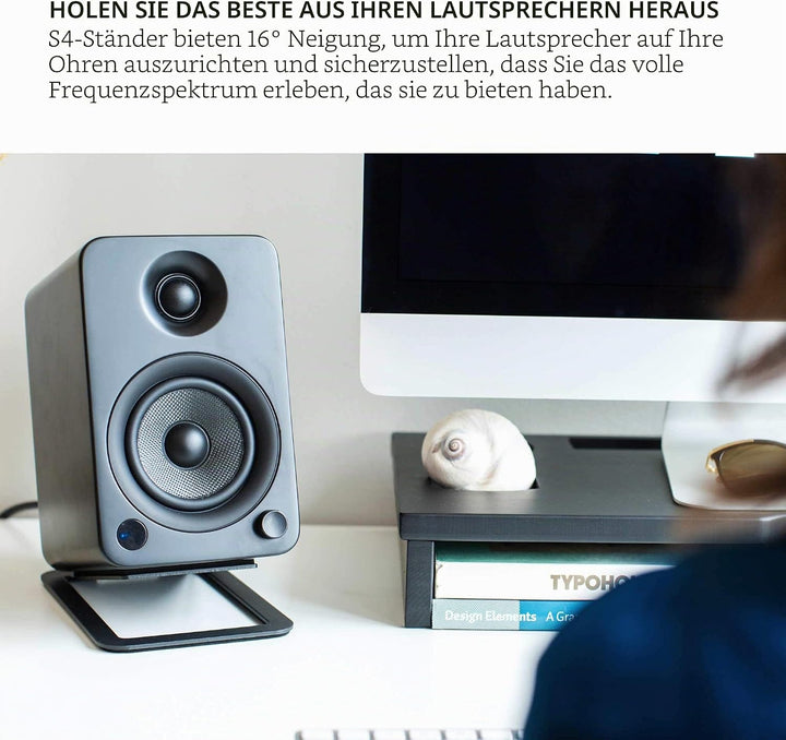 Kanto-S4 Desktop Lautsprecher-Ständer für mittlere Lautsprecher Black, Black