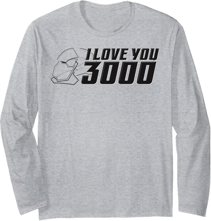 Marvel Avengers Endgame I Love You 3000 Iron Man Outline Langarmshirt