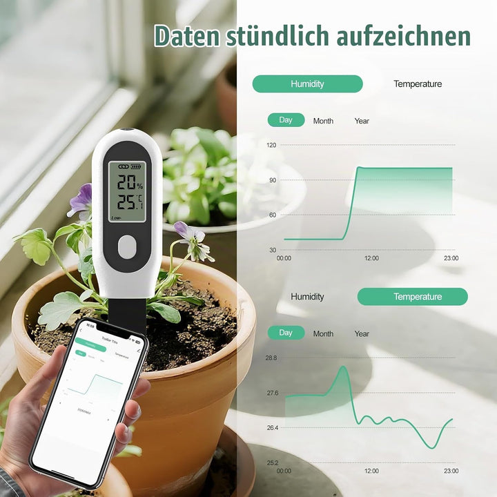 GIEX Zigbee 3-in-1 Bodenfeuchtesensor, 1er-Pack, für Garten mit Temperatur- &amp; Lichtmessung, kompatib