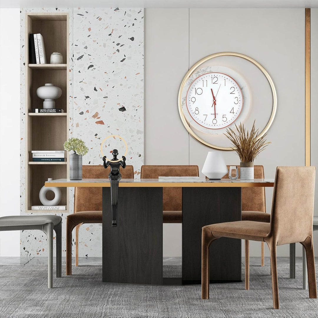 Wanduhr 30 cm, Quartz Lautlos wanduhren rund, für Büro,Wohnzimmer, Küche, Schule Kinderzimmer（Rose G