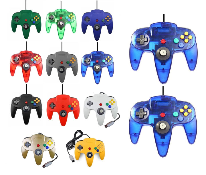 2 Controller Für Nintendo 64 N64 Farbe nach Wahl Kabelgebunden Gamepad Joypad (2X Blau Transparent),