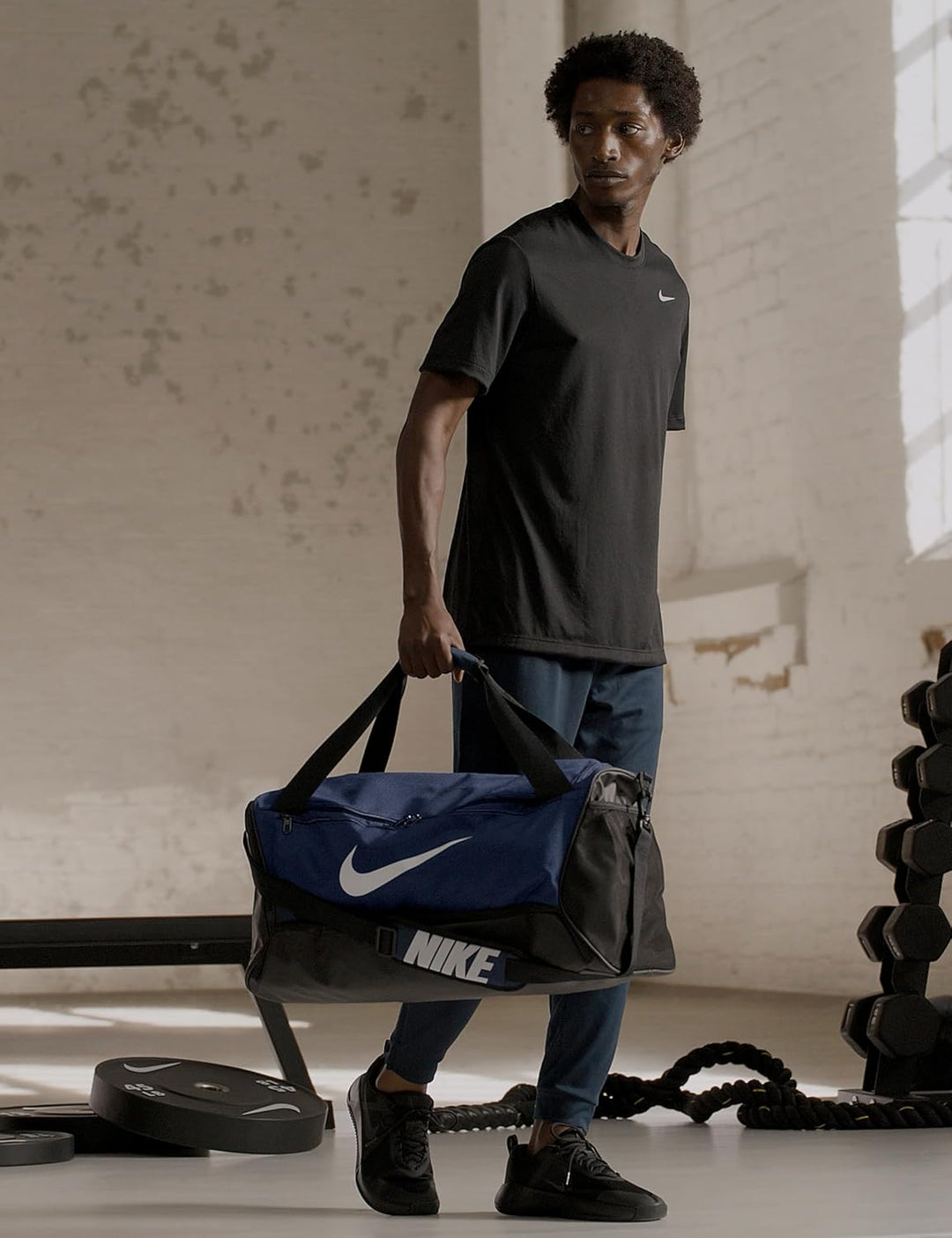 Nike Brasilia 9.5 Trainingstasche (Medium, 60 l), DH7710 Midnight Navy/Black/White 60L, Midnight Nav