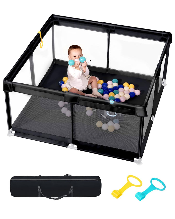 derimkcoa Laufstall Baby,Laufgitter Baby,Kinderzaun mit Atmungsaktivem Netz,Tragbarer Laufstall für