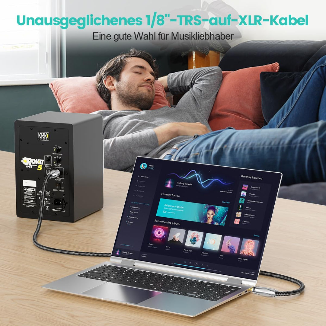 EMK 5 Meter Unsymmetrisches 3,5mm auf XLR Kabel, XLR-Stecker auf 3,5mm Stecker Kabel für Smartphones