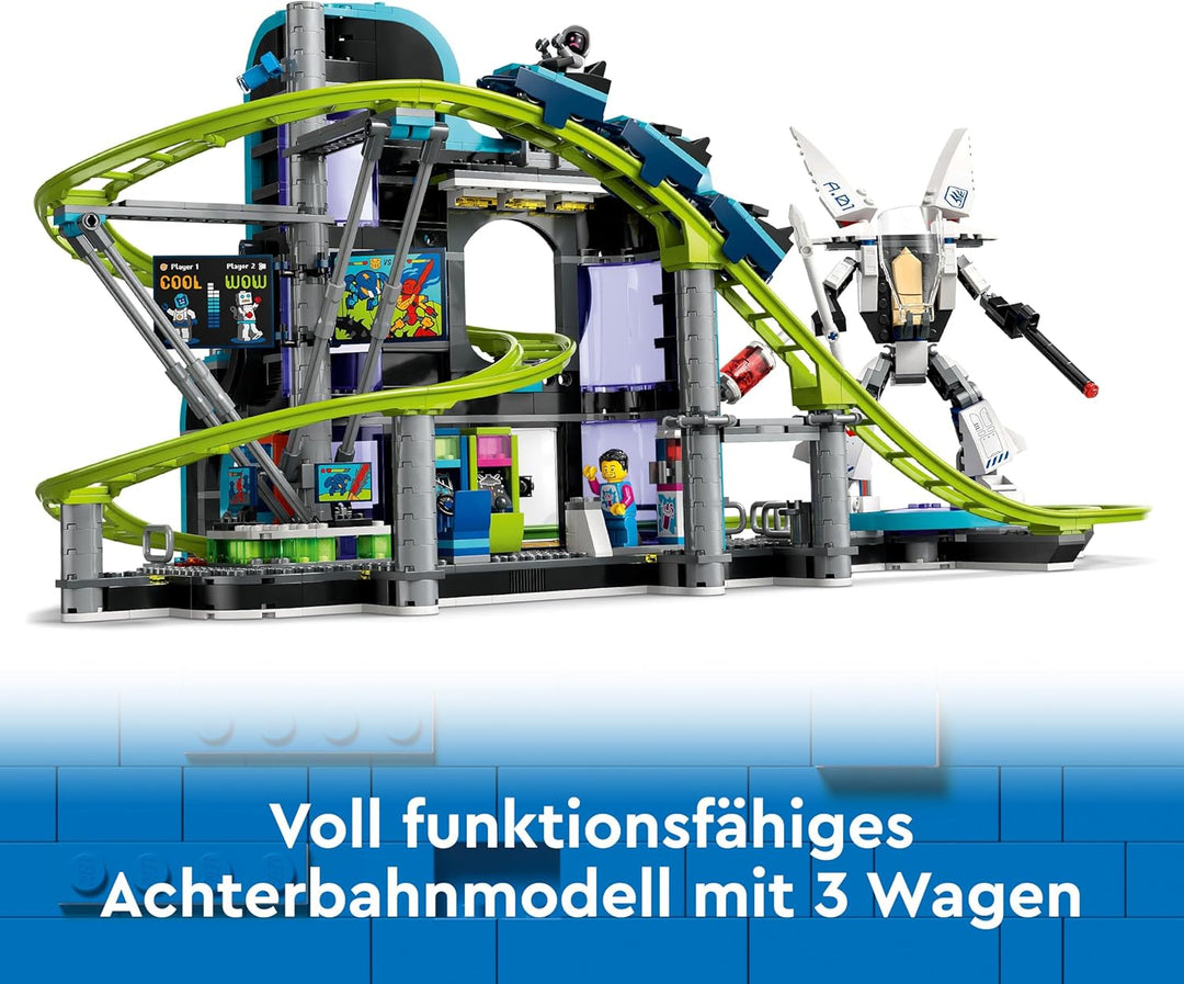 LEGO City Achterbahn mit Roboter-Mech, Spielzeug-Vergnügungspark, Spielset für Jungen und Mädchen ab