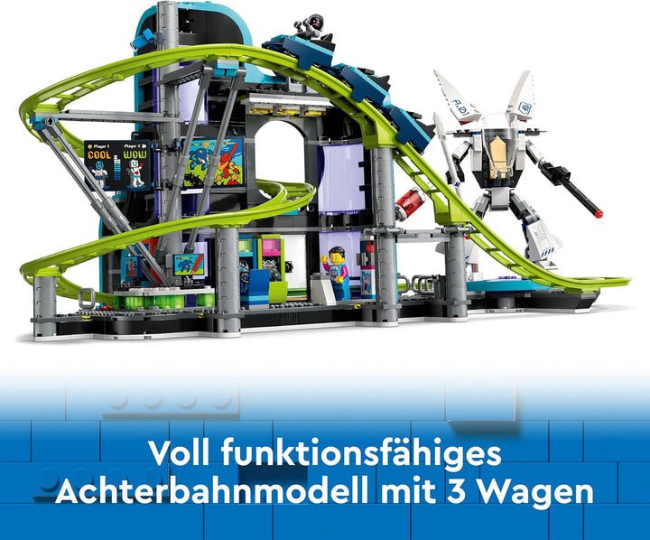 LEGO City Achterbahn mit Roboter-Mech, Spielzeug-Vergnügungspark, Spielset für Jungen und Mädchen ab