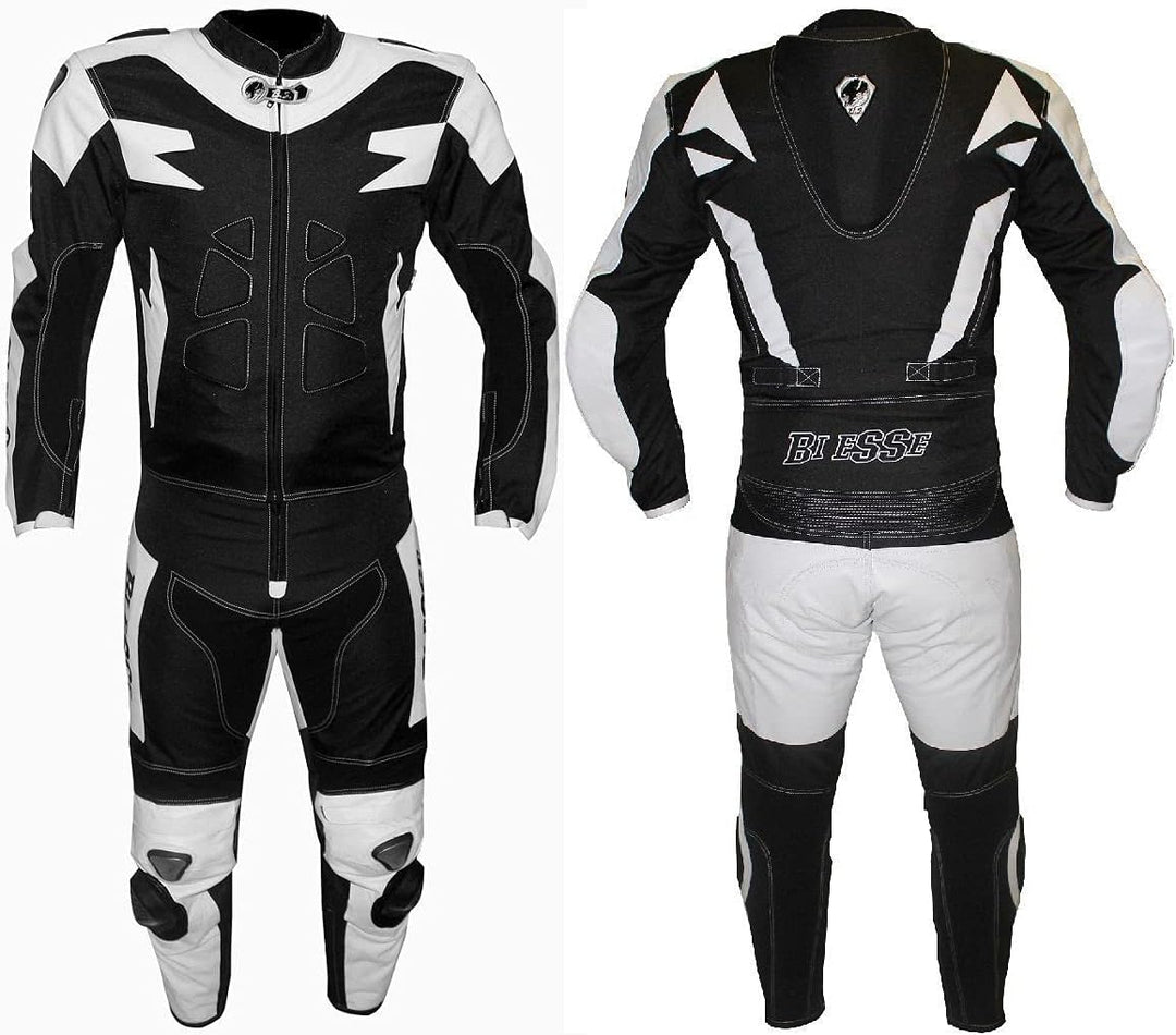 BI ESSE Motorradkombi Herren 2-teilig – Motorradanzug Leder & Textil, Jacke und Hose trennbar, verst