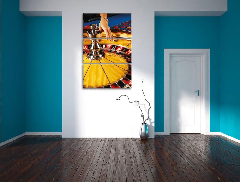 Pixxprint Roulette Tisch in Las Vegas 3-Teiler Leinwandbild 120x80 Bild auf Leinwand
