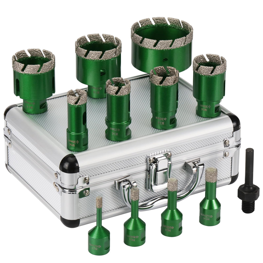 12 Stück 6-68mm Trocken Fliesenbohrer Set, M14 Gewindeanschluss Vakuumgelötete Lochsäge Diamantbohre