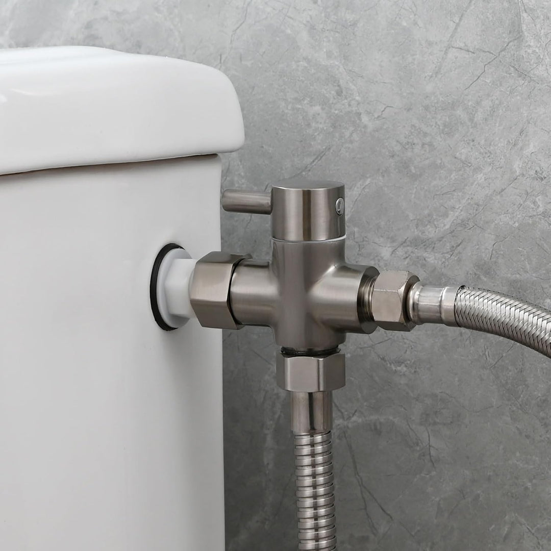 Tecmolog Bidet Handbrause Edelstahl Bidet Sprayer Set mit 3-Wege Umschaltventil 3/8"-12/17 und Dusch