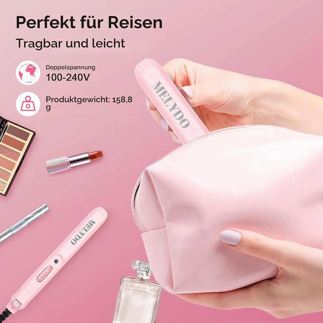MELYDO Glätteisen Mini für kurzes Haar, Reise Glätteisen, Kleins Glätteisen, Haarglätter Mini 210 °C