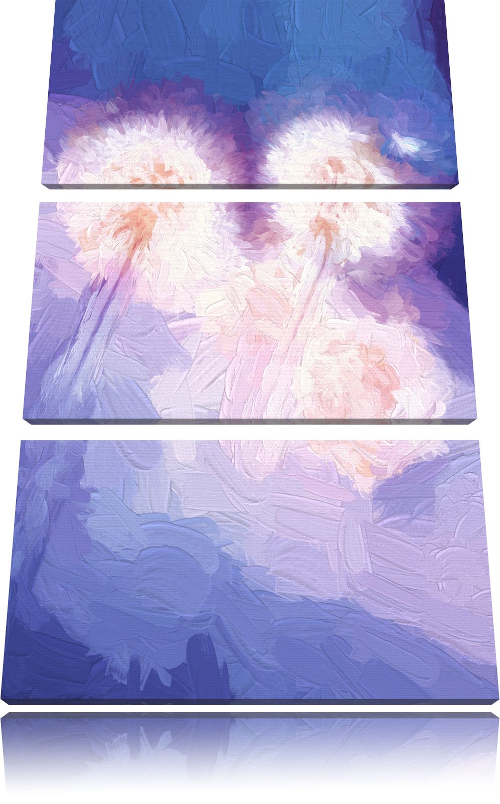 Pixxprint Pusteblumen im morgendlichen Wind Kunst Pinsel Effekt 3-Teiler Leinwandbild 120x80 Bild au