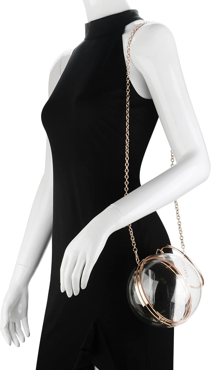 Linkidea Sphere Klare Geldbörse, Acrylbox Abendtasche, Damen Klar Messenger Schultertasche für Party