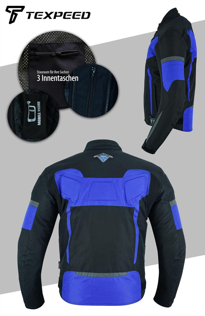 TEXPEED Motorradjacke herren mit protektoren - Motorrad Biker Wasserdicht Jacke Mit Rüstung (EN 1621