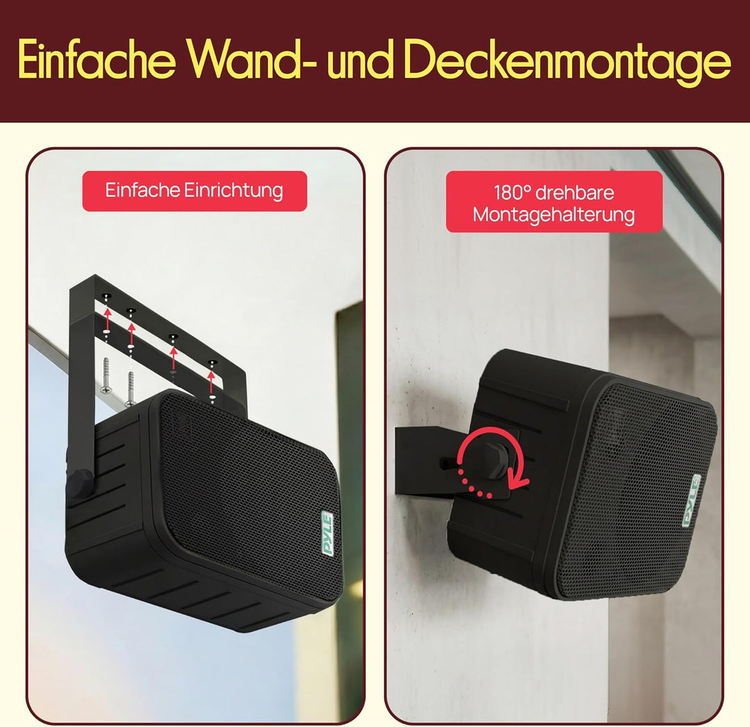 Pyle Dual Lautsprecher, Box, Musikbox, Party Boxen, Soundbox, Speaker, Wetterfeste 16,5cm Musikboxen