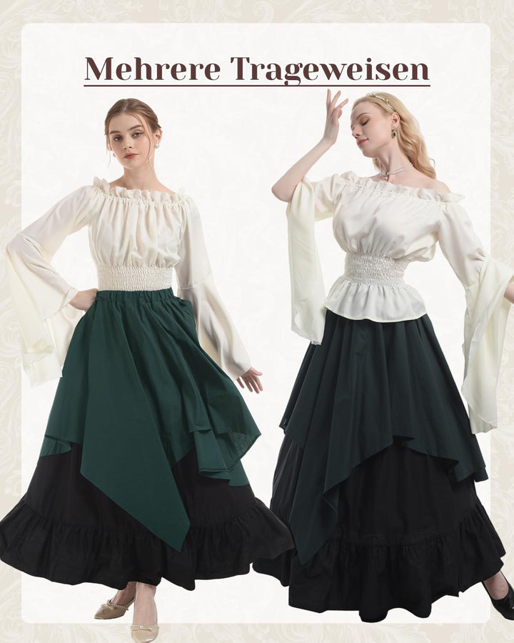 Fiamll Damen Mittelalter Kleid Renaissance Kleid Mittelalter Kostüm Trompete Ärmel Viktorianische Kl
