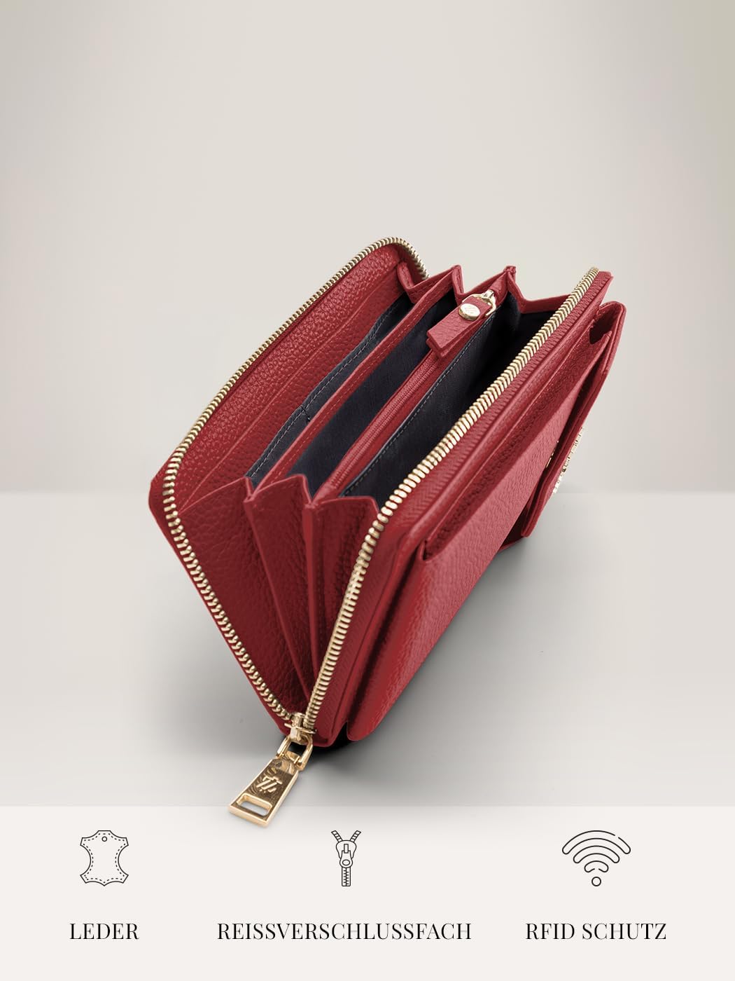 Lazarotti Bologna XL Leder Damen-Geldbörse &amp; Handytasche (2-in-1) | 16 Kartenfächer | zum Umhängen m
