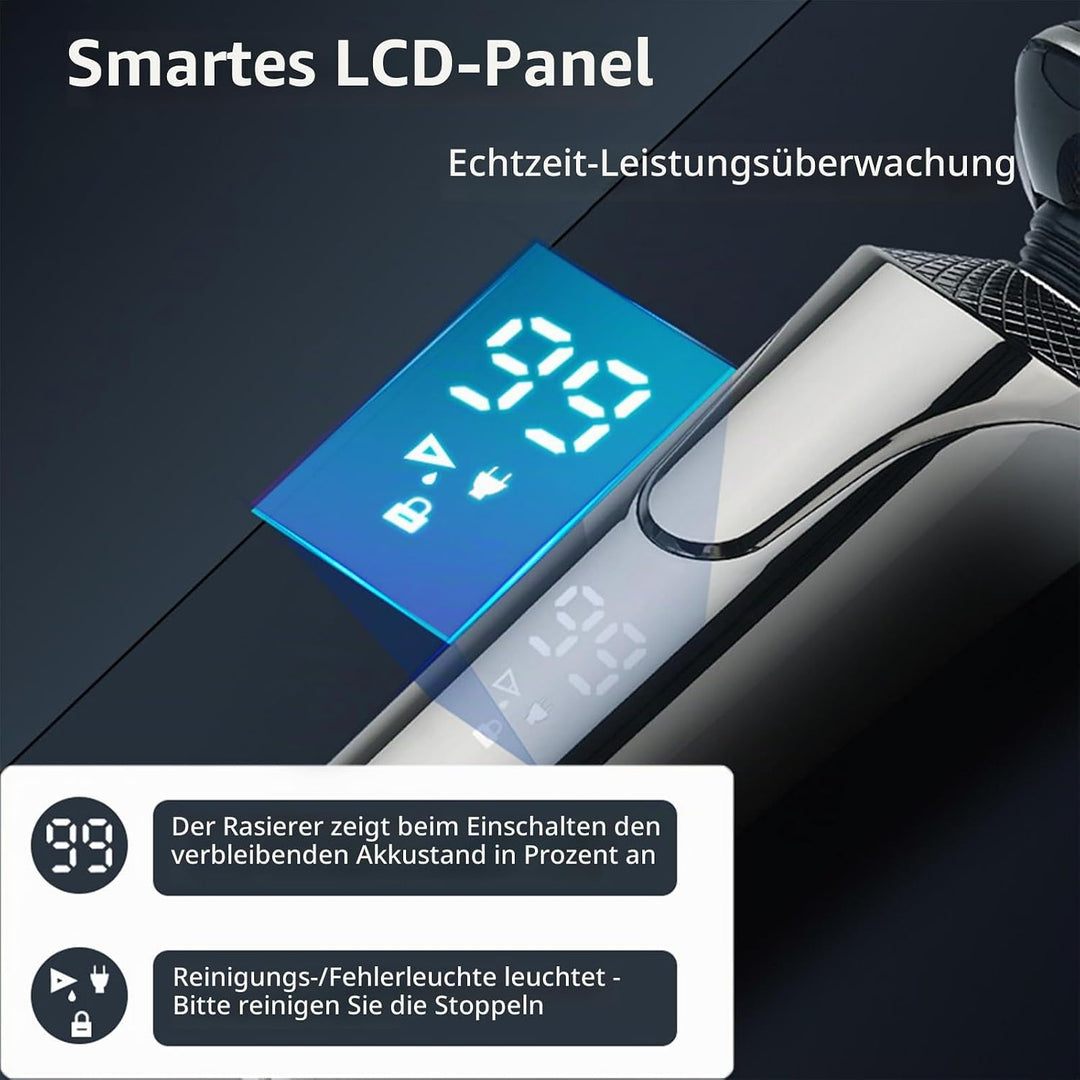 5-in-1 Elektrorasierer mit LCD-Batteriestandanzeige, IPX6 wasserdicht (vollständig waschbar), unters