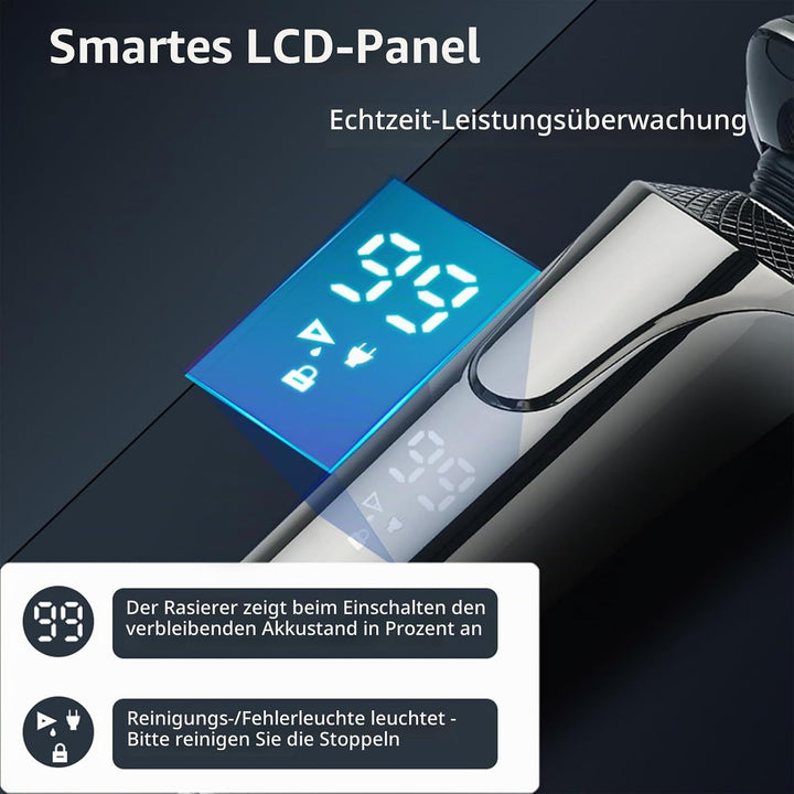 5-in-1 Elektrorasierer mit LCD-Batteriestandanzeige, IPX6 wasserdicht (vollständig waschbar), unters