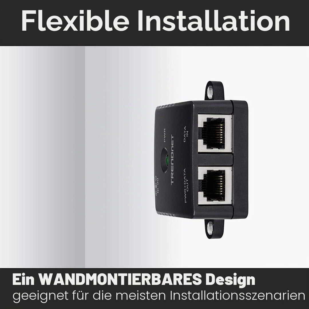 TRENDnet, TPE-113GI, Gigabit PoE Injektor (15,4 W), Maximale Entfernung 100 m, Schwarz PoE Injector,