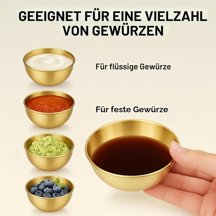 10 Stück 8,1 cm goldene Edelstahl-Schalen für Dips, Sojasauce, Gewürze, Vorspeisen, Gesichtsschale f
