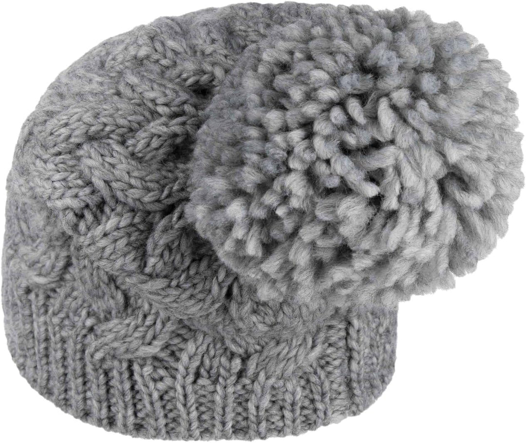 Seeberger Travola Bommelmütze Strickmütze Beanie Damenmütze Damen - mit Futter, Oversize Winter Herb